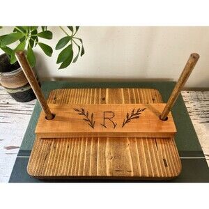 Vintage Unique Hand Carved Wooden Napkin Holder 1960’s / Retro Kitchen Home 9”